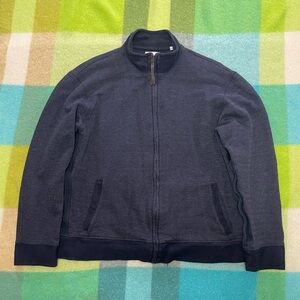 Billy Reid Cotton Blend Knit Navy Full Zip Sweater Jacket